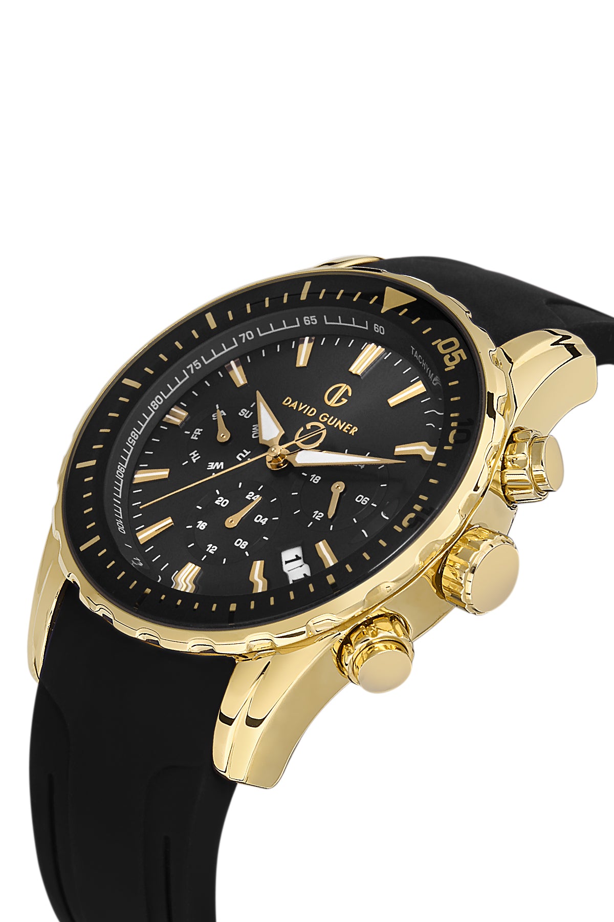 DAVID GUNER Multifunctional Yellow Coated Men's Watch