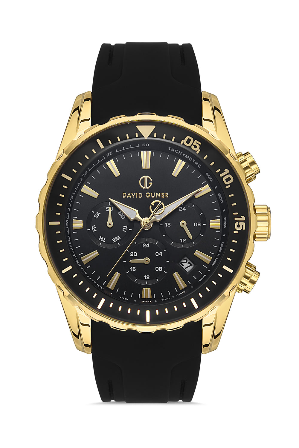 DAVID GUNER Multifunctional Yellow Coated Men's Watch