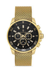 DAVID GUNER Multifonksiyonlu Sarı Kaplamalı Siyah Kadranlı Erkek Kol Saati - DG-8263GC-B2