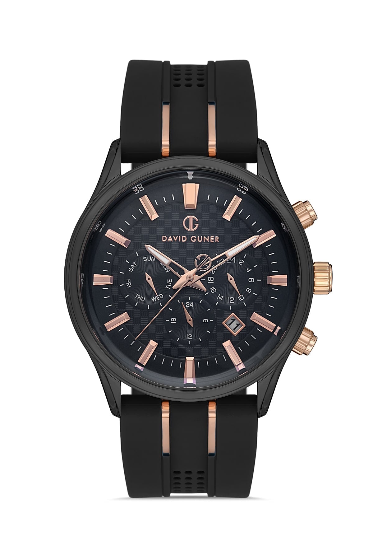 DAVID GUNER Multifonksiyonlu Silikon Kordonlu Erkek Kol Saati - DG-8271GD-G2