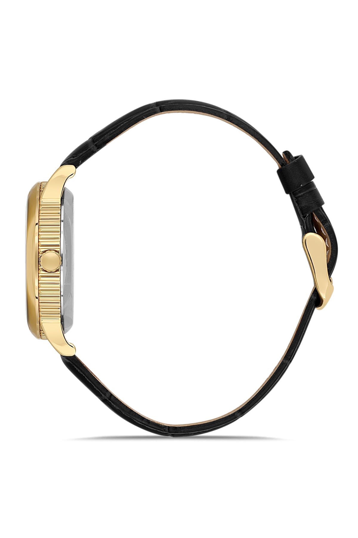 DAVID GUNER Orijinal Deri Kordonlu Sarı Kaplama Erkek Kol Saati - DG-8671GB-N1