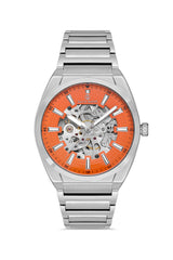 DAVID GUNER Otomatik Gümüş Kordonlu Turuncu Kadranlı Erkek Saat - DG-8653GA-A11