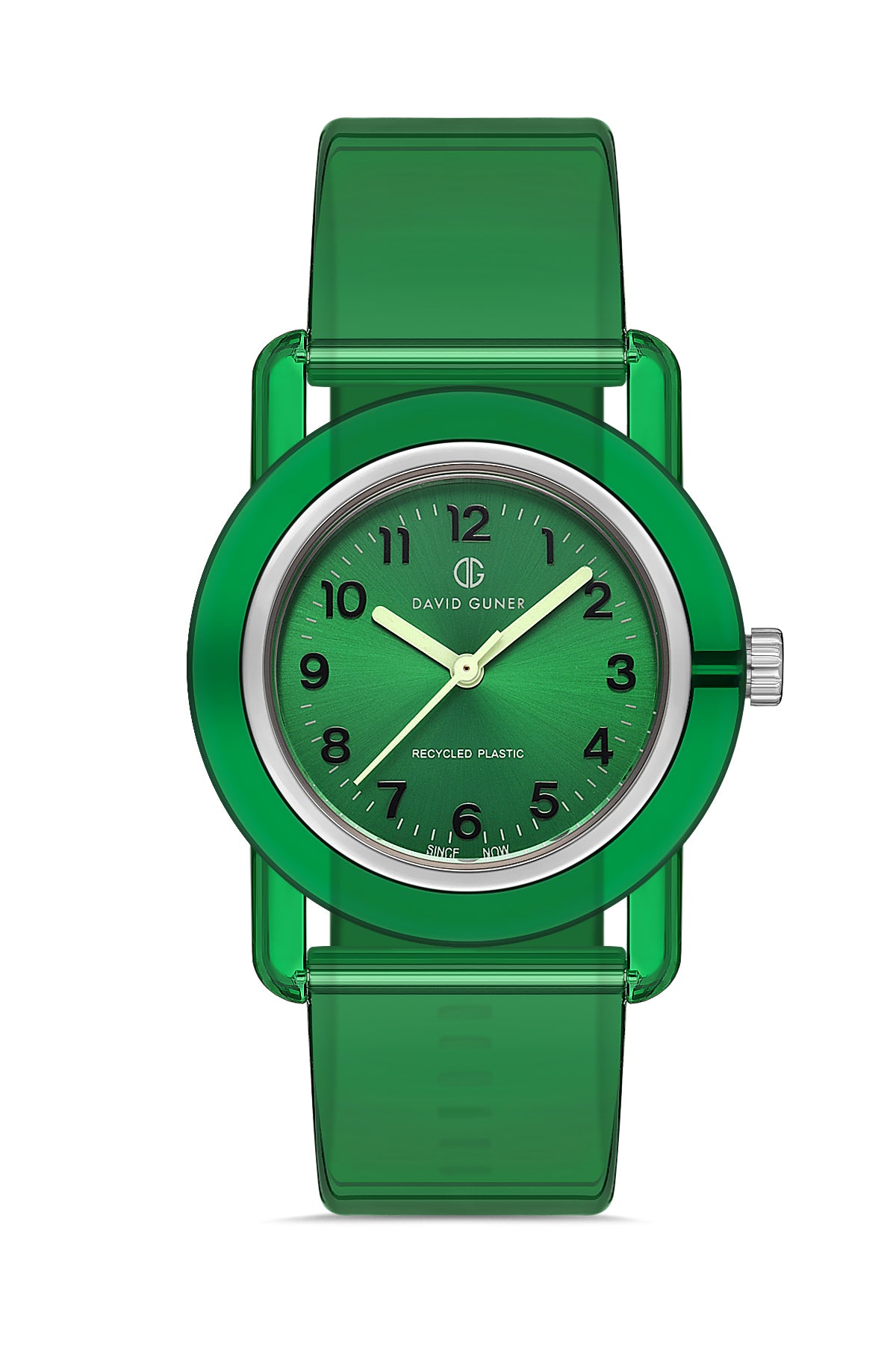 DAVID GUNER Rakamlı Yeşil Plastik Kordonlu Geri Dönüştürülebilir Su Geçirmez Unisex Kol Saati - DG-8661LD-ZF10A