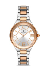 DAVID GUNER Roma Rakamlı Beyaz Kadranlı Gümüş-Rose Paslanmaz Masif Çelik Kadın Kol Saati - DG-8097LA-E1