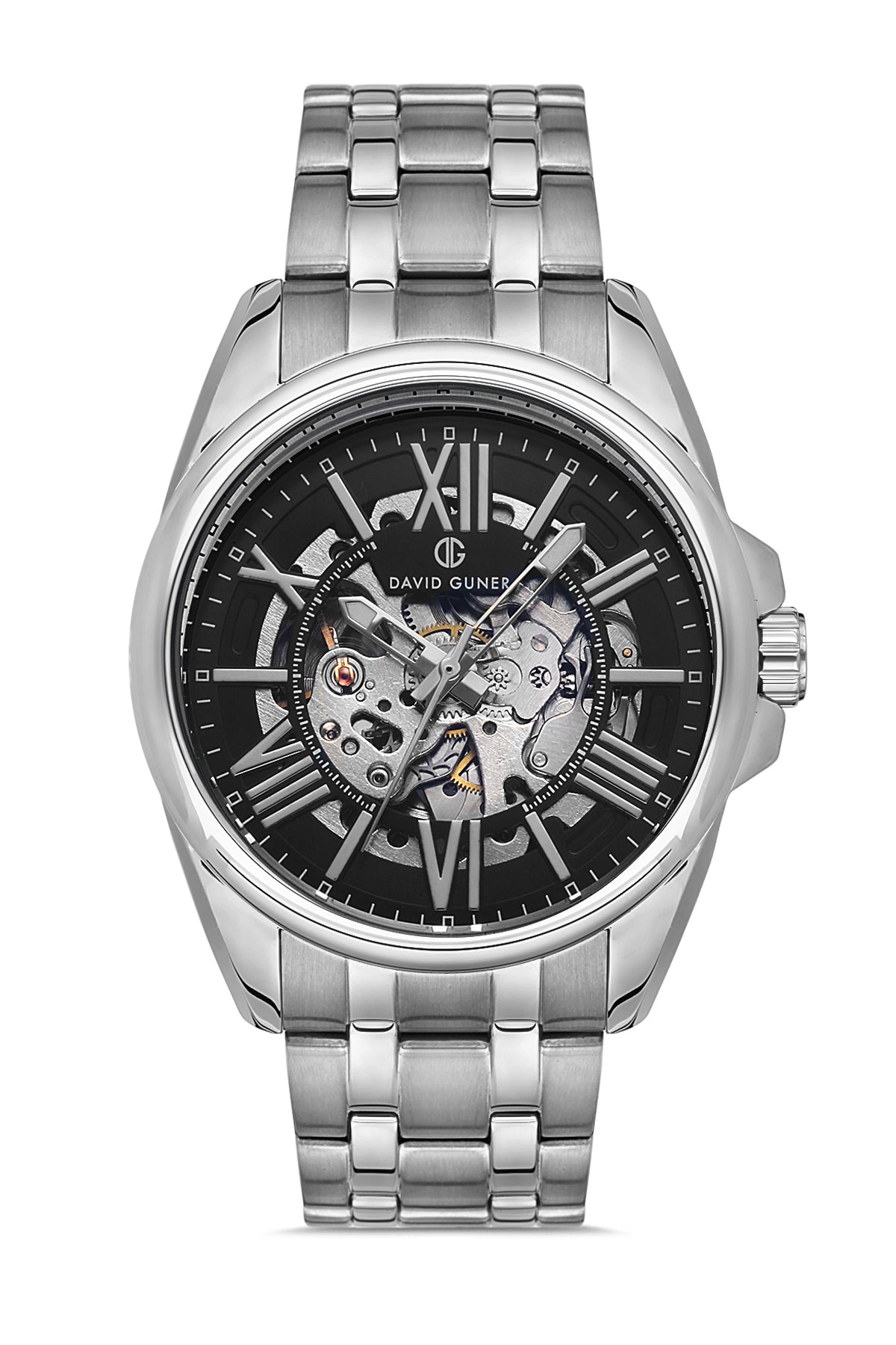 DAVID GUNER Roman Numeral Automatic Function Black Dial Men's Watch