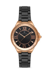 DAVID GUNER Roma Rakamlı Siyah Kadranlı Siyah Paslanmaz Masif Çelik Kadın Kol Saati - DG-8097LA-R2