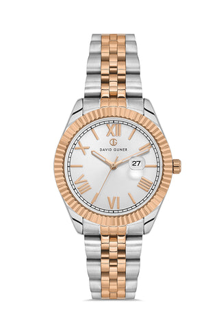 David Guner Rose White Coated Women's Watch