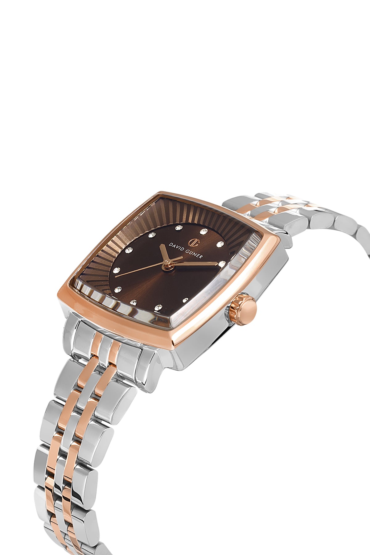 David Guner Rose White Plating Brown Dial Women's Watch
