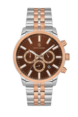 DAVID GUNER Rose Beyaz Kaplama Kahverengi Kadran Multifonksiyonlu Erkek Kol Saati - DG-8449GA-E6