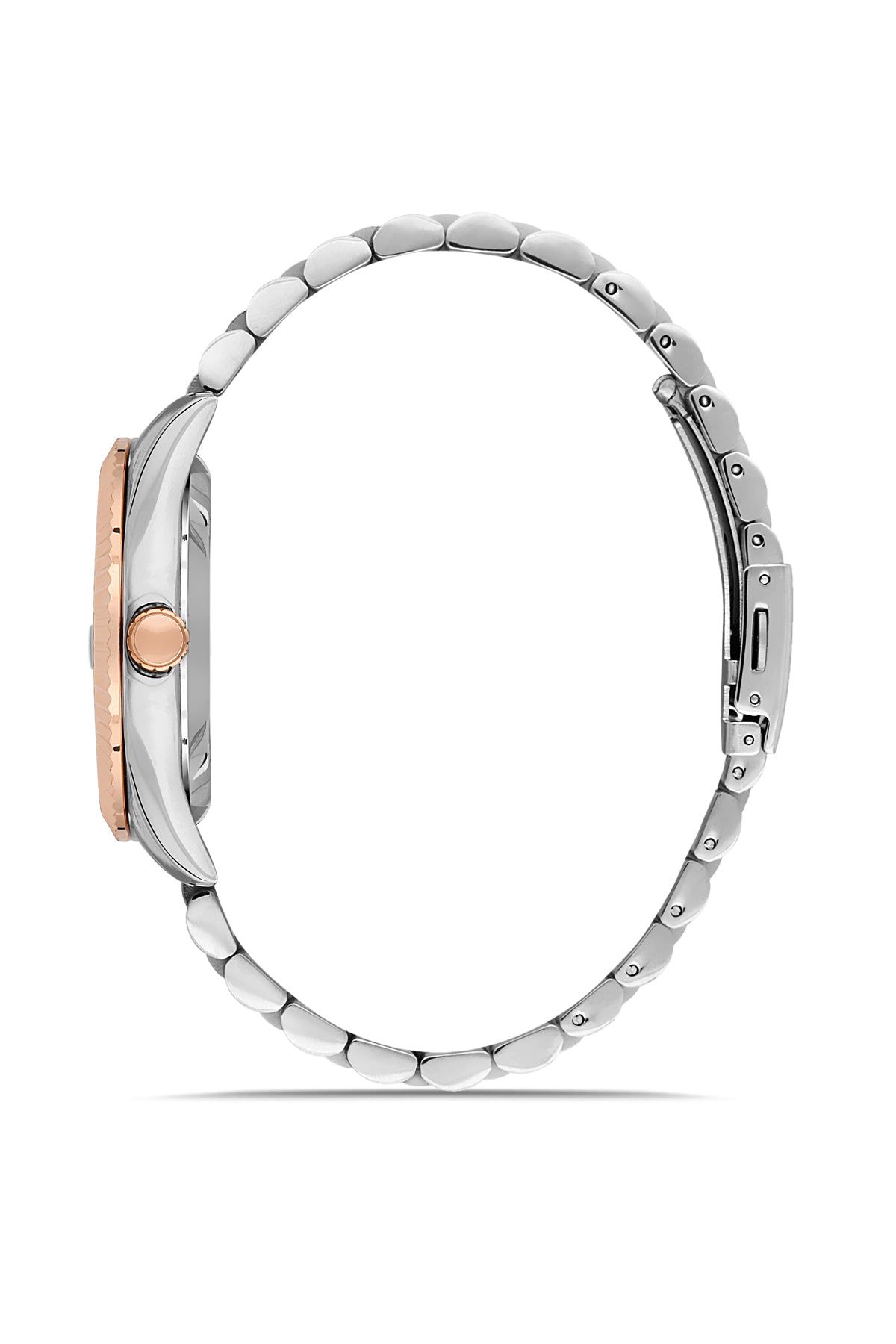 DAVID GUNER Rose Beyaz Kaplama Mavi Kadranlı Takvimli Paslanmaz Masif Çelik Erkek Kol Saati - DG-8698GA-E3