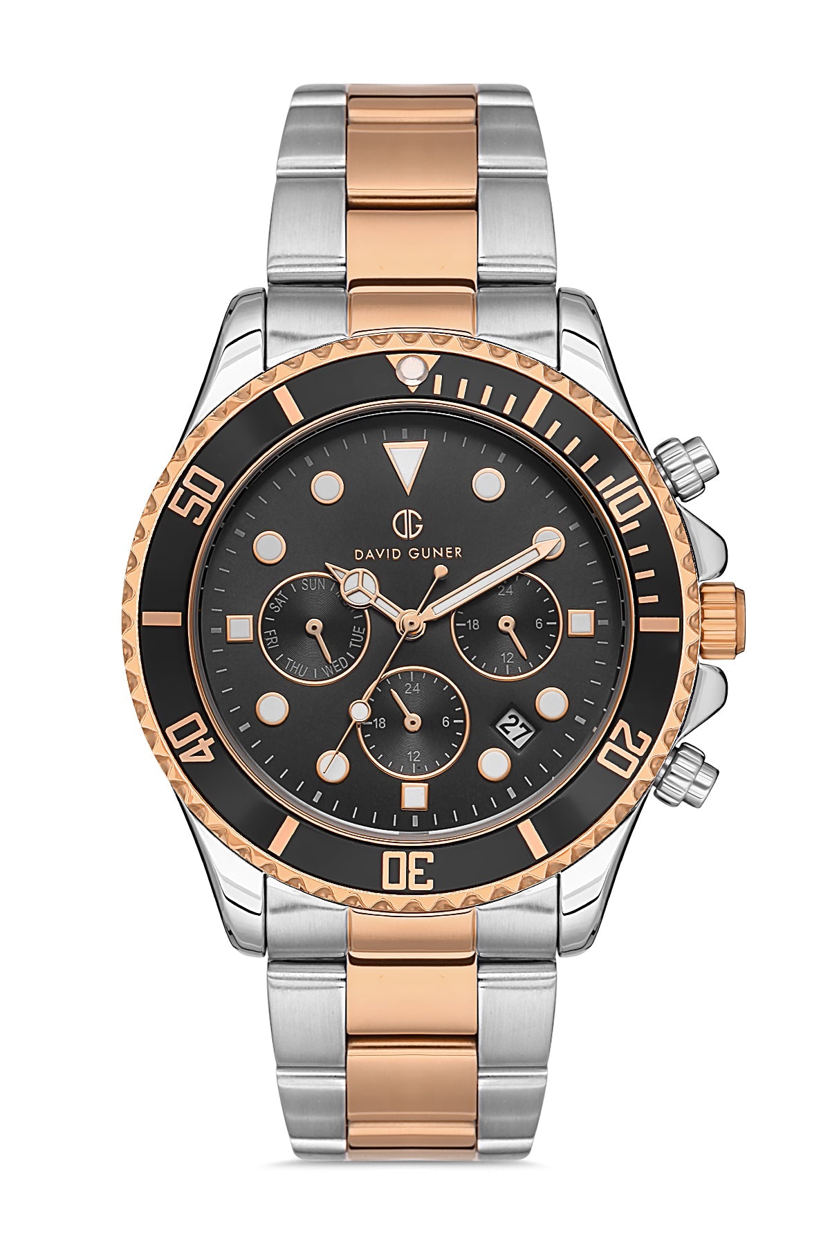 DAVID GUNER Rose White Coating Black Dial Multifunctional Men's Watch