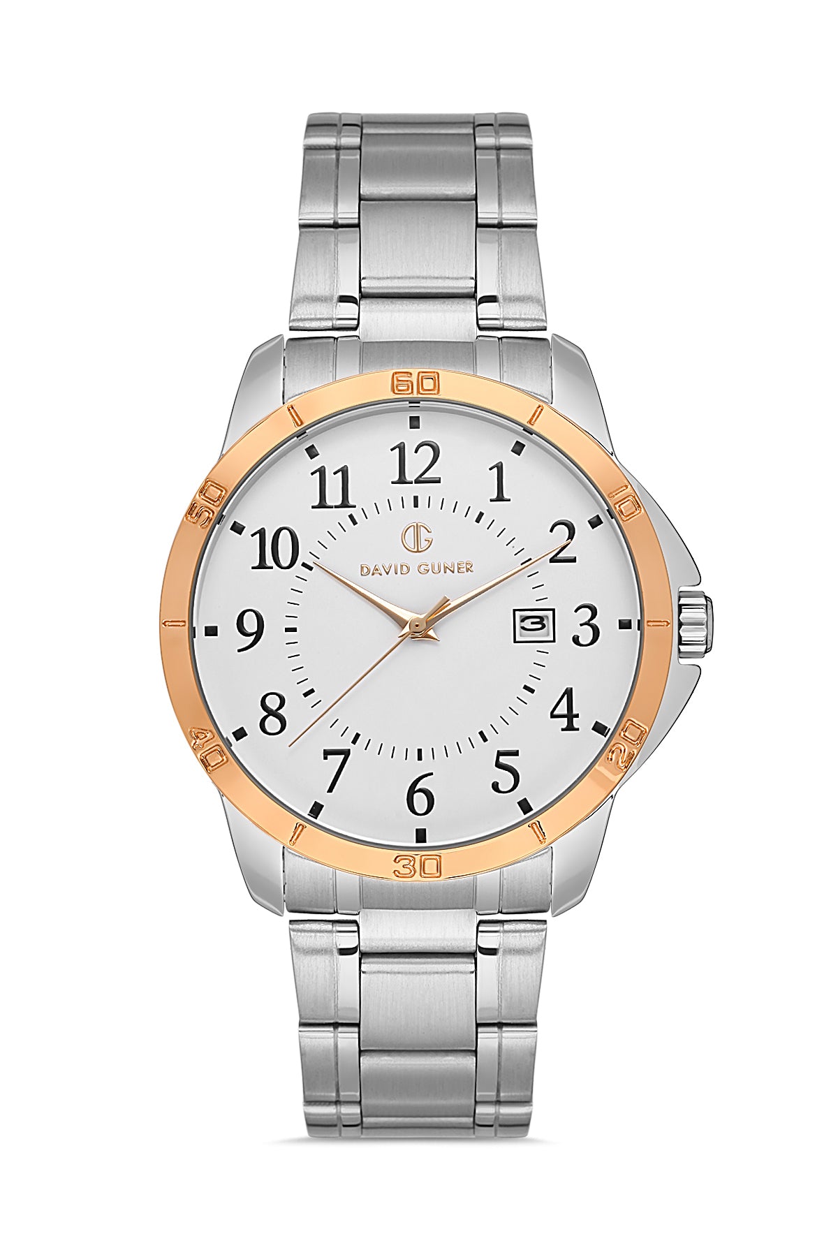 DAVID GUNER ROSE BEYAZ KAPLAMALI BEYAZ KADRANLI ERKEK KOL SAATİ DG-8479GA-E1