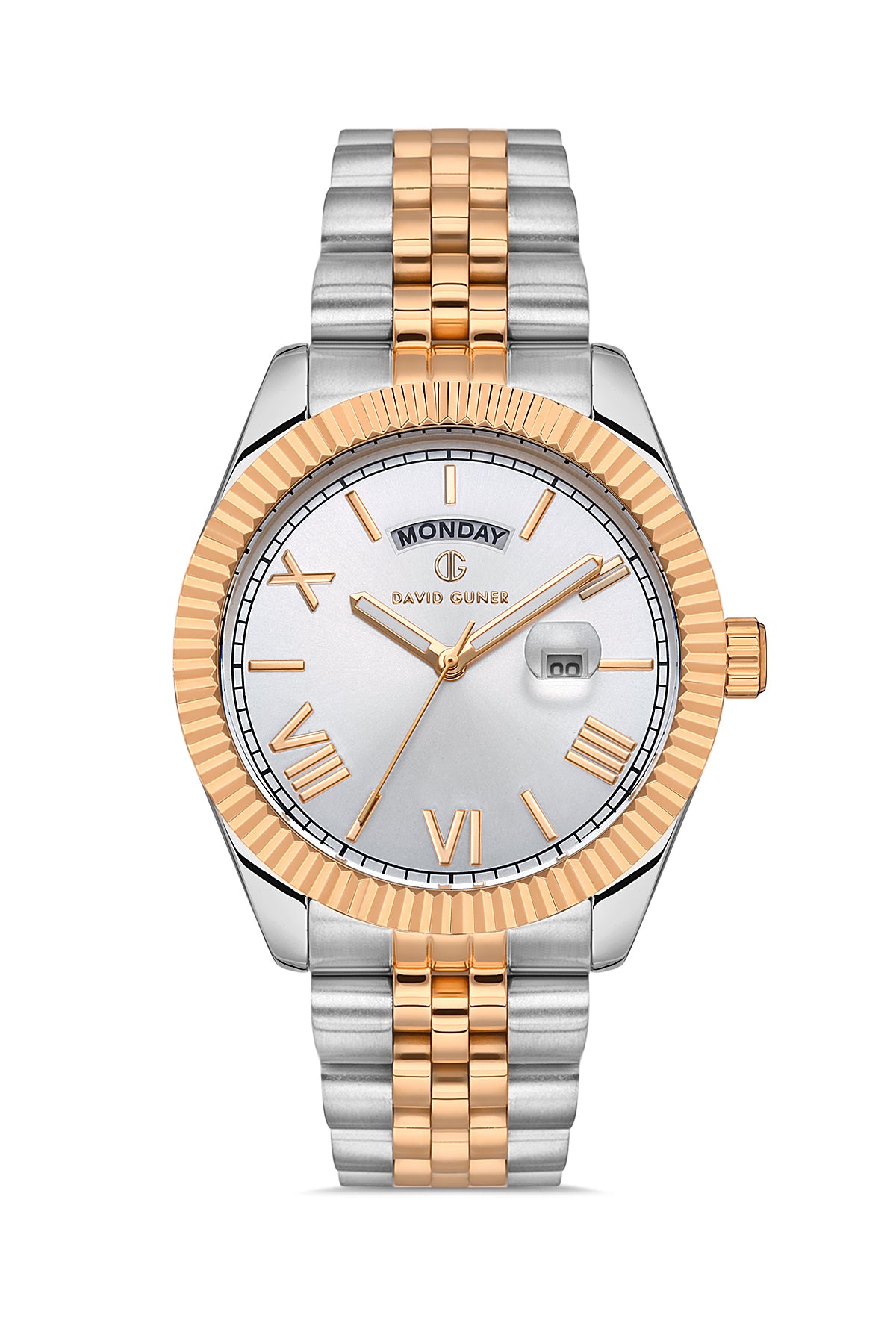 DAVID GUNER ROSE BEYAZ KAPLAMALI BEYAZ KADRANLI ERKEK KOL SAATİ DG-8481GA-E1