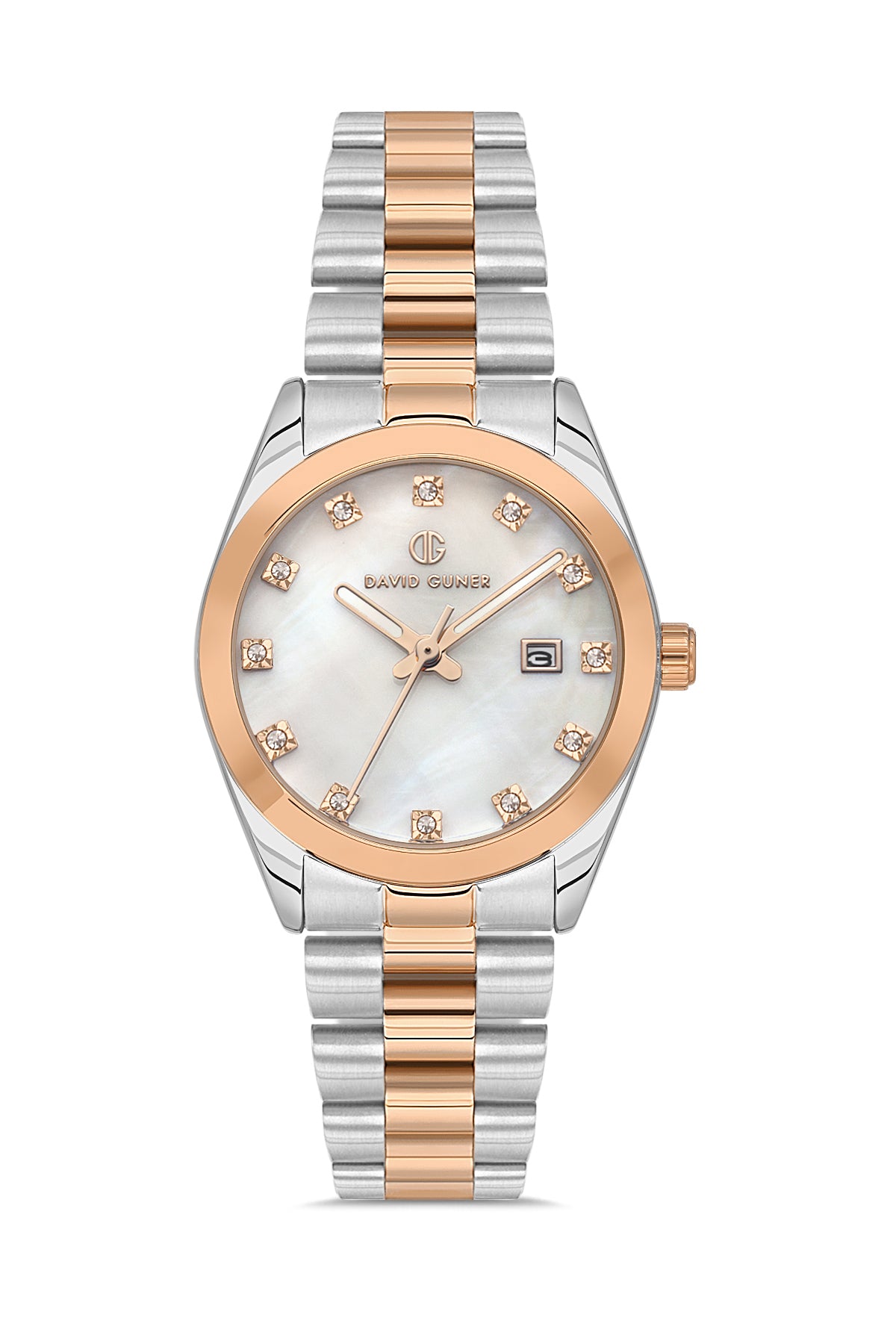 DAVID GUNER Rose Silver Plating Calendar Women's Watch