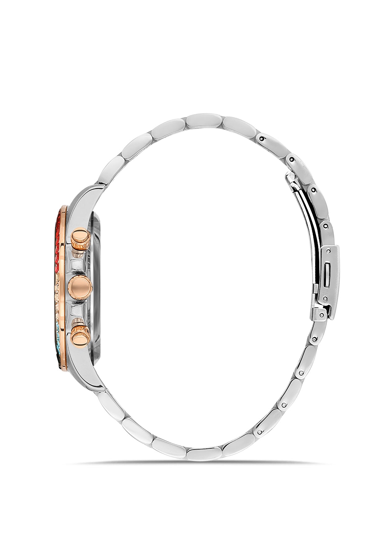 DAVID GUNER Rose-Beyaz Kaplama Gümüş Kadranlı Multi Fonksiyon Paslanmaz Masif Çelik Uniseks Kol Saati - DG-8678GA-E1