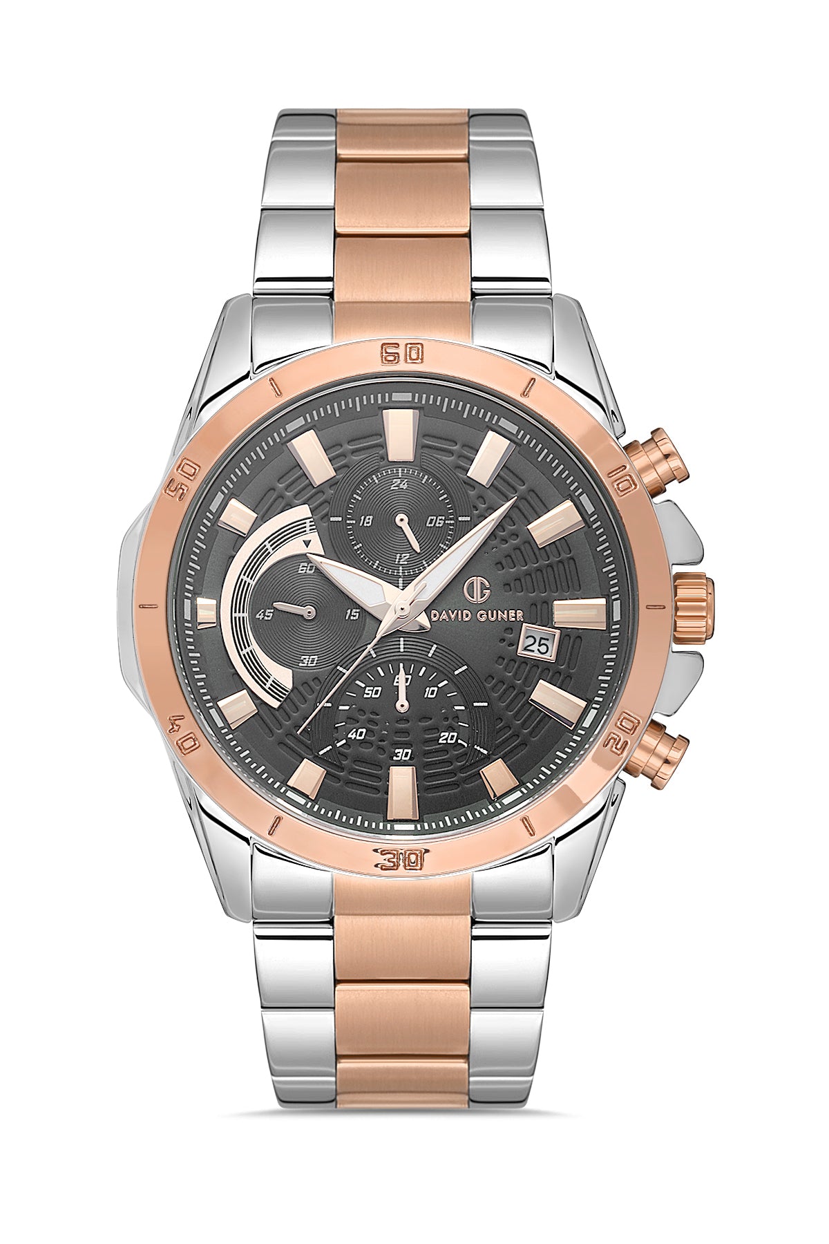 DAVID GUNER Rose White Coated Multi Function Men's Watch