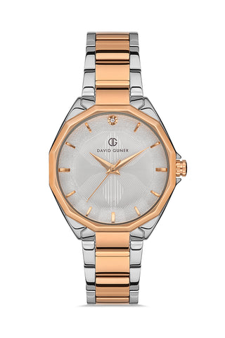 DAVID GUNER Rose White Coated Women's Watch