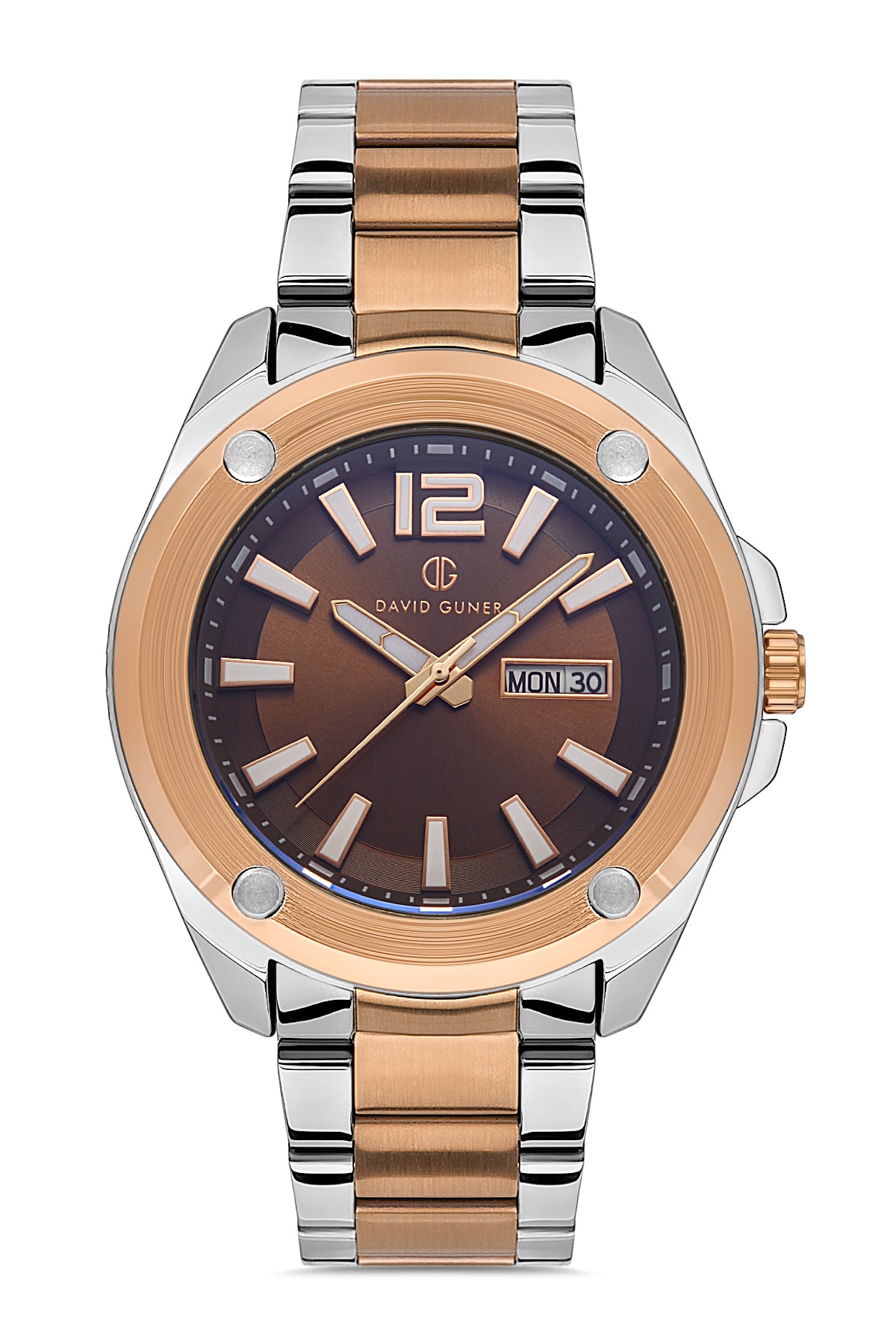 DAVID GUNER ROSE BEYAZ KAPLAMALI KAHVERENGİ KADRANLI ERKEK KOL SAATİ DG-8306GA-E6