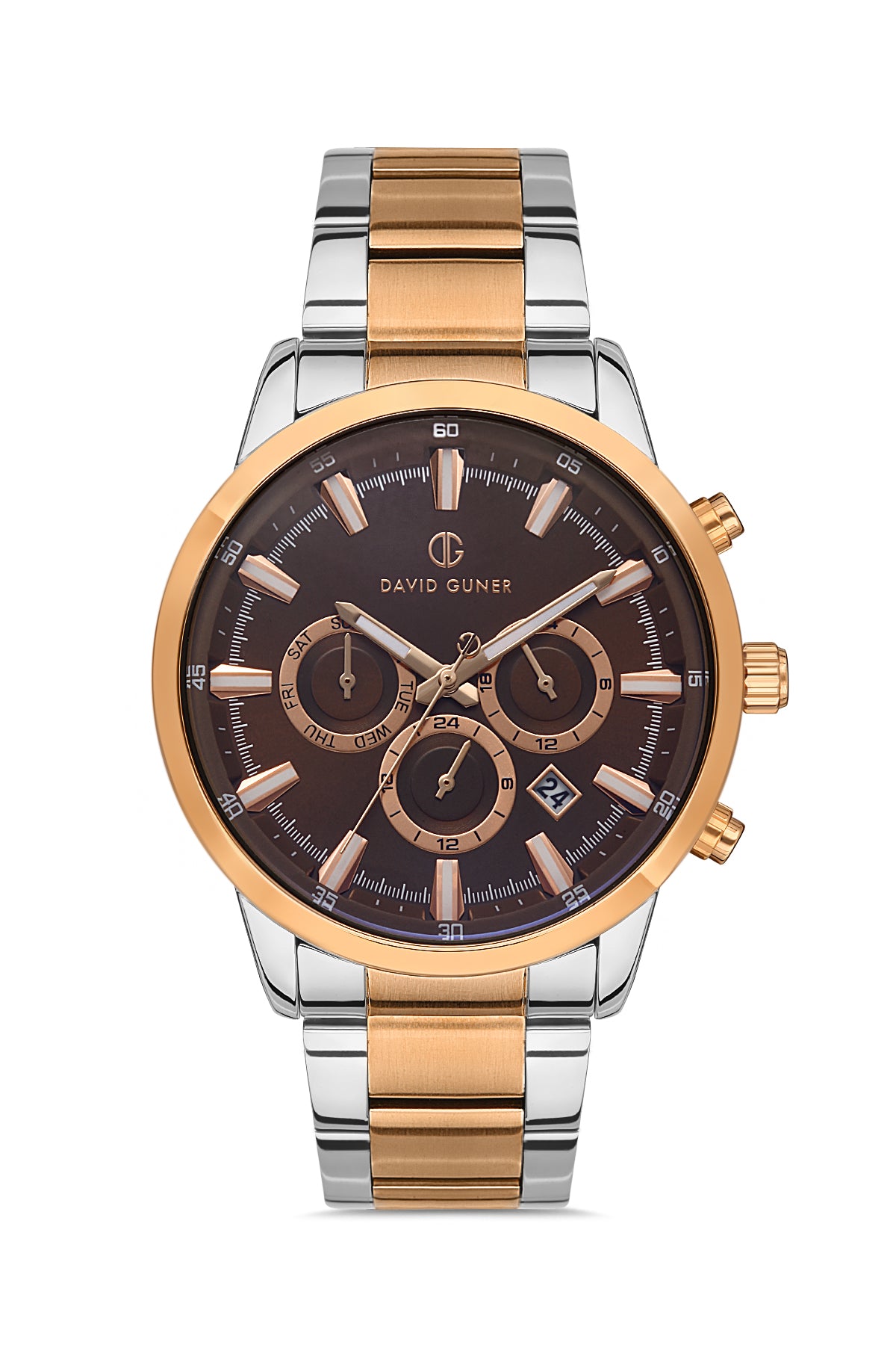 DAVID GUNER ROSE BEYAZ KAPLAMALI KAHVERENGİ KADRANLI ERKEK KOL SAATİ DG-8392GA-E6