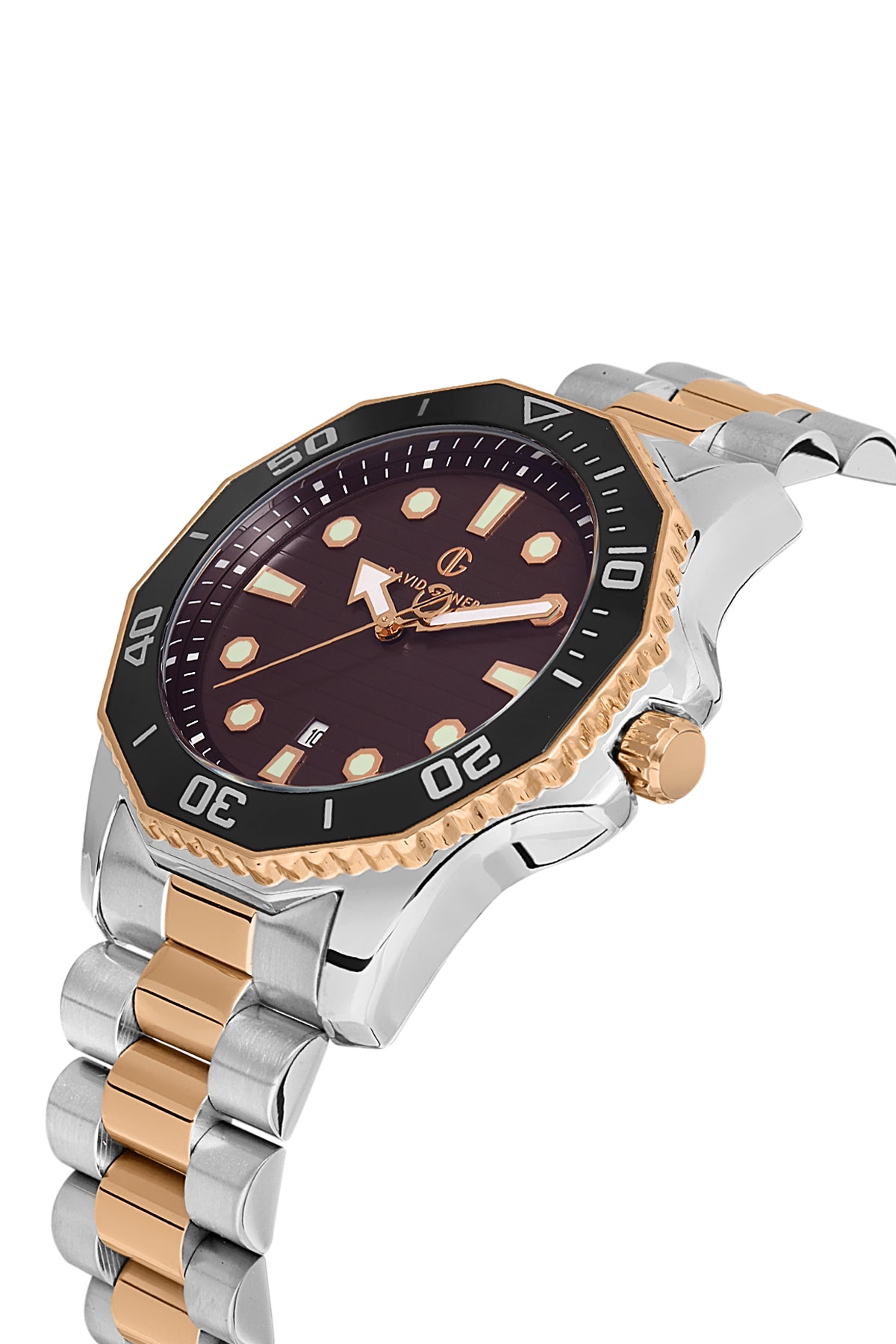 DAVID GUNER ROSE BEYAZ KAPLAMALI KAHVERENGİ KADRANLI ERKEK KOL SAATİ - DG-8394GA-E6