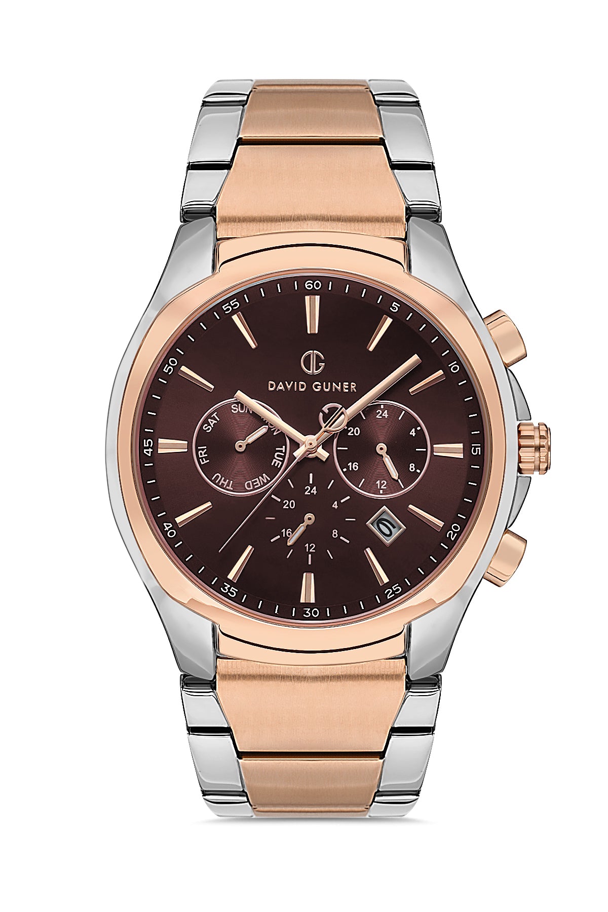 DAVID GUNER ROSE BEYAZ KAPLAMALI KAHVERENGİ KADRANLI ERKEK KOL SAATİ - DG-8395GA-E6