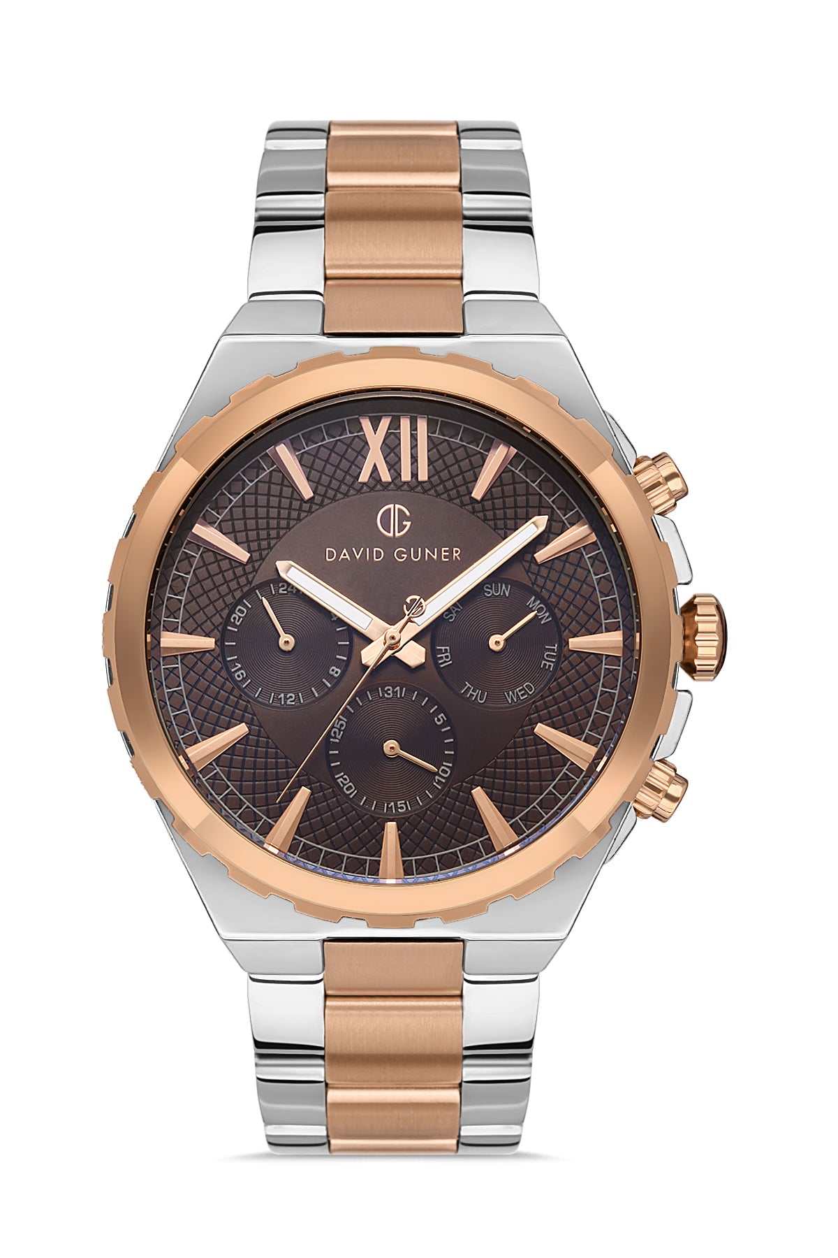 DAVID GUNER Rose beyaz Kaplamalı Kahverengi Kadranlı Erkek Kol Saati - DG-8410GA-E6