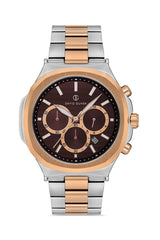 DAVID GUNER Rose Kaplama Kahverengi Kadranlı Paslanmaz Masif Çelik Erkek Kol Saati - DG-8522GA-E6