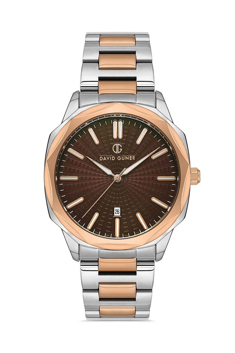 David Guner Rose White Plating Calendar Men's Watch