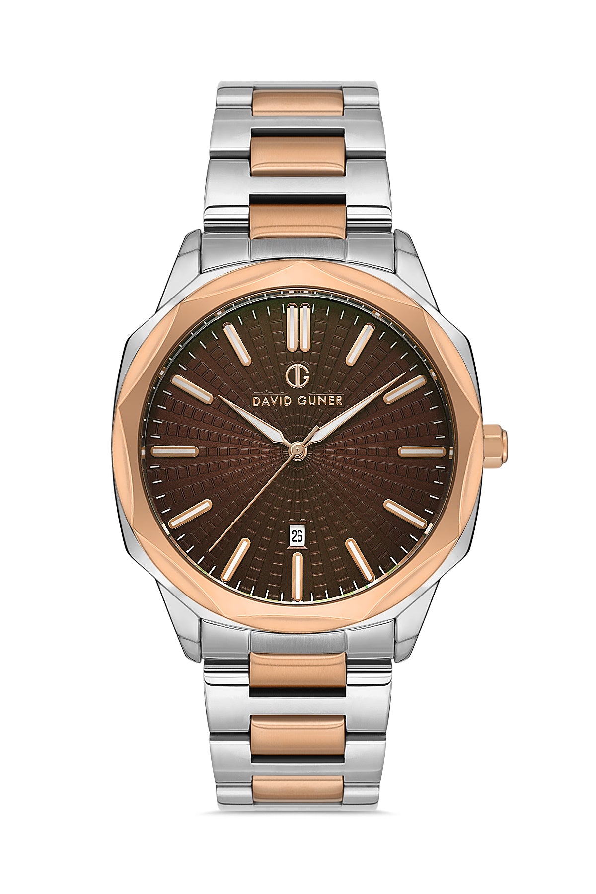 David Guner Rose White Plating Calendar Men's Watch