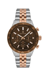 DAVID GUNER Rose Beyaz Kaplama Kahverengi Kadranlı Multi Fonksiyonlu Erkek Kol Saati