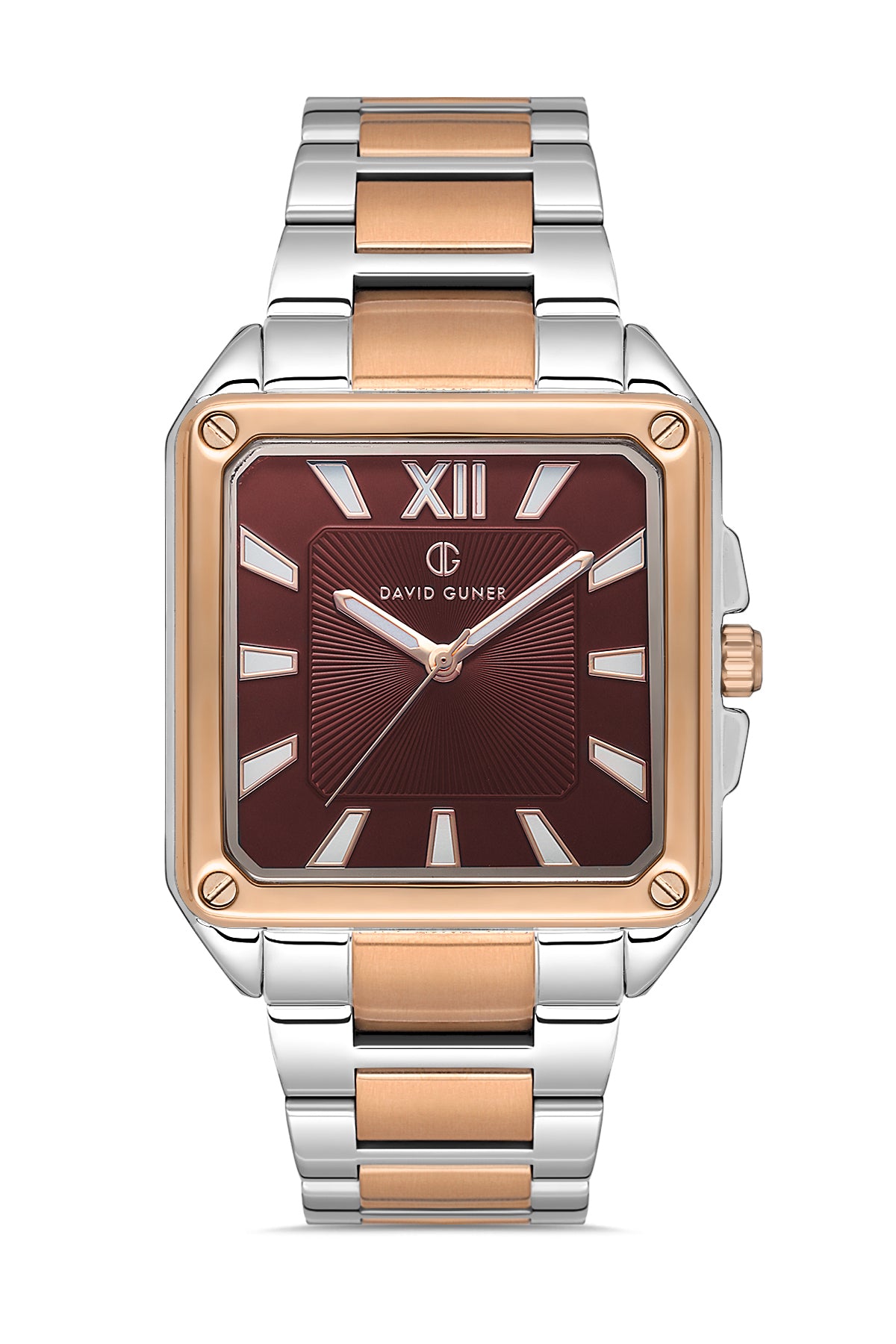 DAVID GUNER Kahverengi Kadranlı Rose Gümüş Kaplamalı Erkek Kol Saati - DG-8668GA-E6