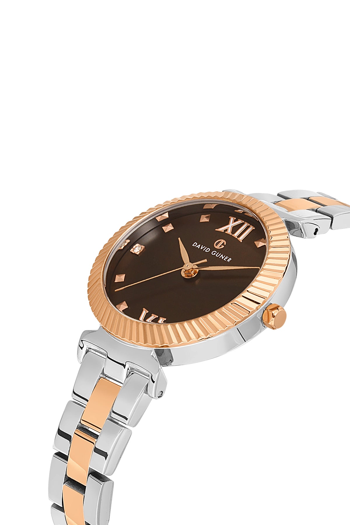 DAVID GUNER ROSE BEYAZ KAPLAMALI KAHVERENGİ KADRANLI KADIN KOL SAATİ DG-8412LA-E6