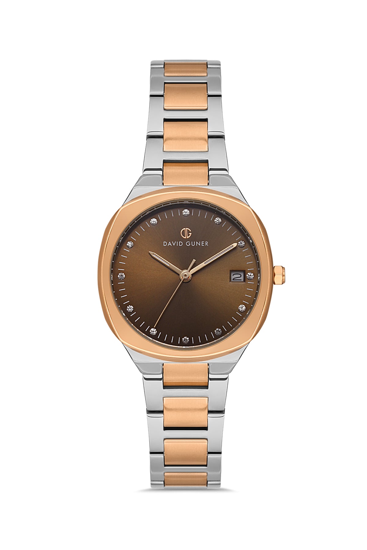 DAVID GUNER ROSE BEYAZ KAPLAMALI KAHVERENGİ KADRANLI KADIN KOL SAATİ DG-8413LA-E6