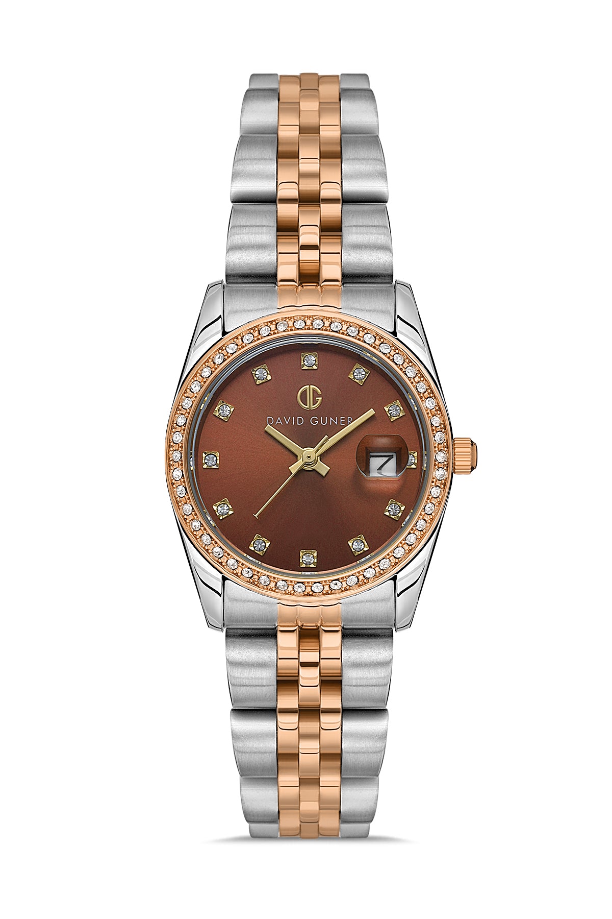 DAVID GUNER ROSE BEYAZ KAPLAMALI KAHVERENGİ KADRANLI KADIN KOL SAATİ DG-8635LA-E6
