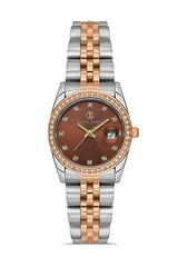 DAVID GUNER ROSE BEYAZ KAPLAMALI KAHVERENGİ KADRANLI KADIN KOL SAATİ DG-8635LA-E6