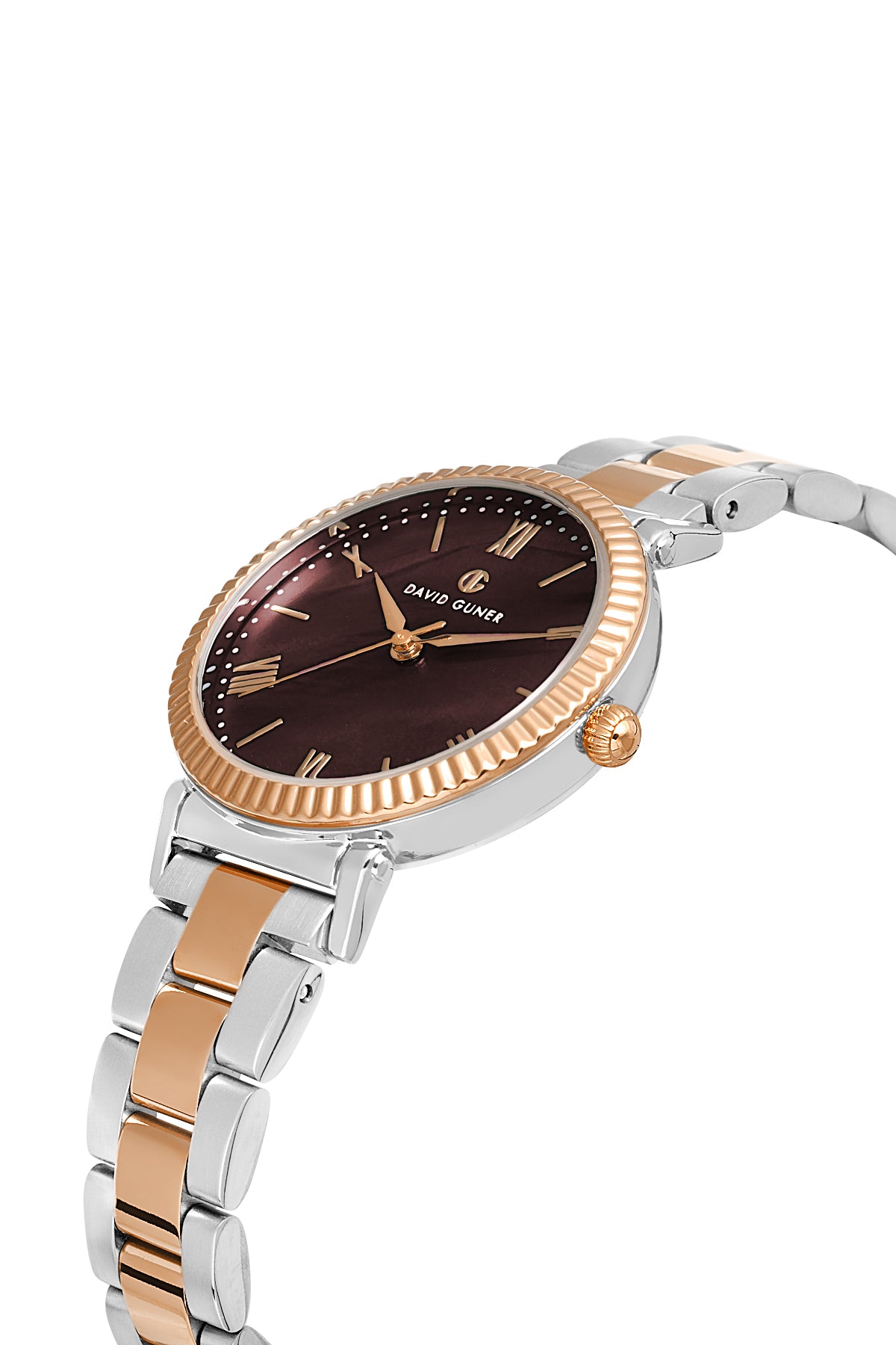 DAVID GUNER ROSE BEYAZ KAPLAMALI KAHVERENGİ KADRANLI KADIN KOL SAATİ - DG-8644LA-E6