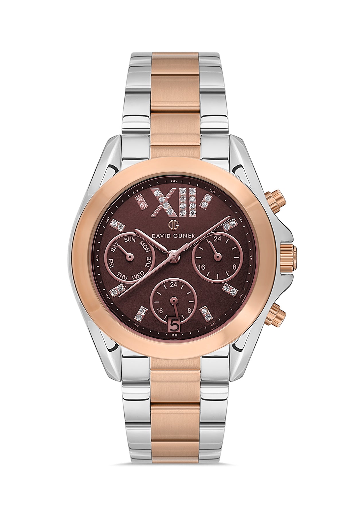 DAVID GUNER Rose Kaplama Kahverengi Kadranlı Paslanmaz Masif Çelik Kadın Kol Saati - DG-8650LA-E6