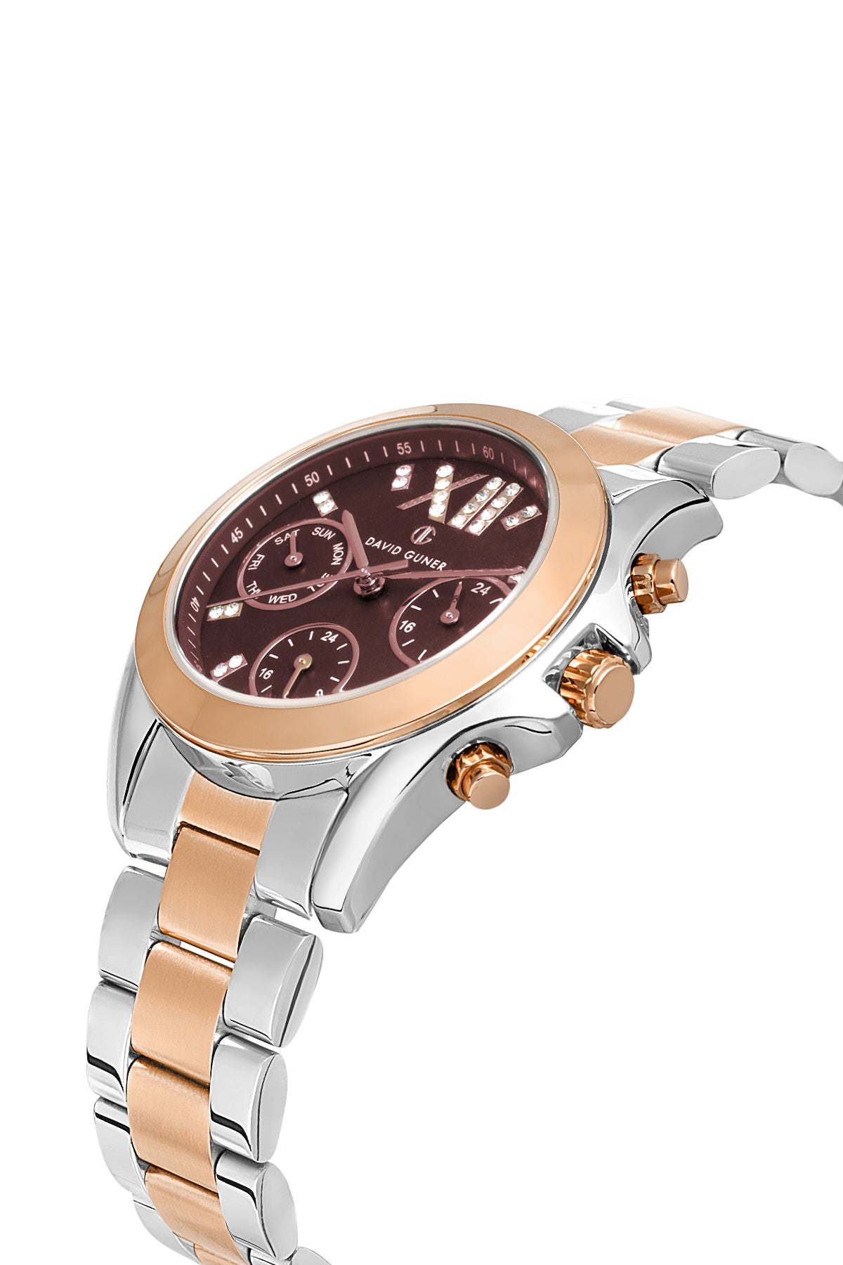 DAVID GUNER Rose Kaplama Kahverengi Kadranlı Paslanmaz Masif Çelik Kadın Kol Saati - DG-8650LA-E6