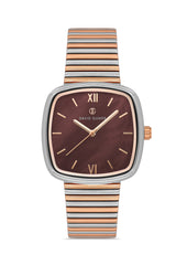 DAVID GUNER Rose Beyaz Kaplama Kahve Rengi Kadranlı Kadın Kol Saati - DG-8651LA-E6