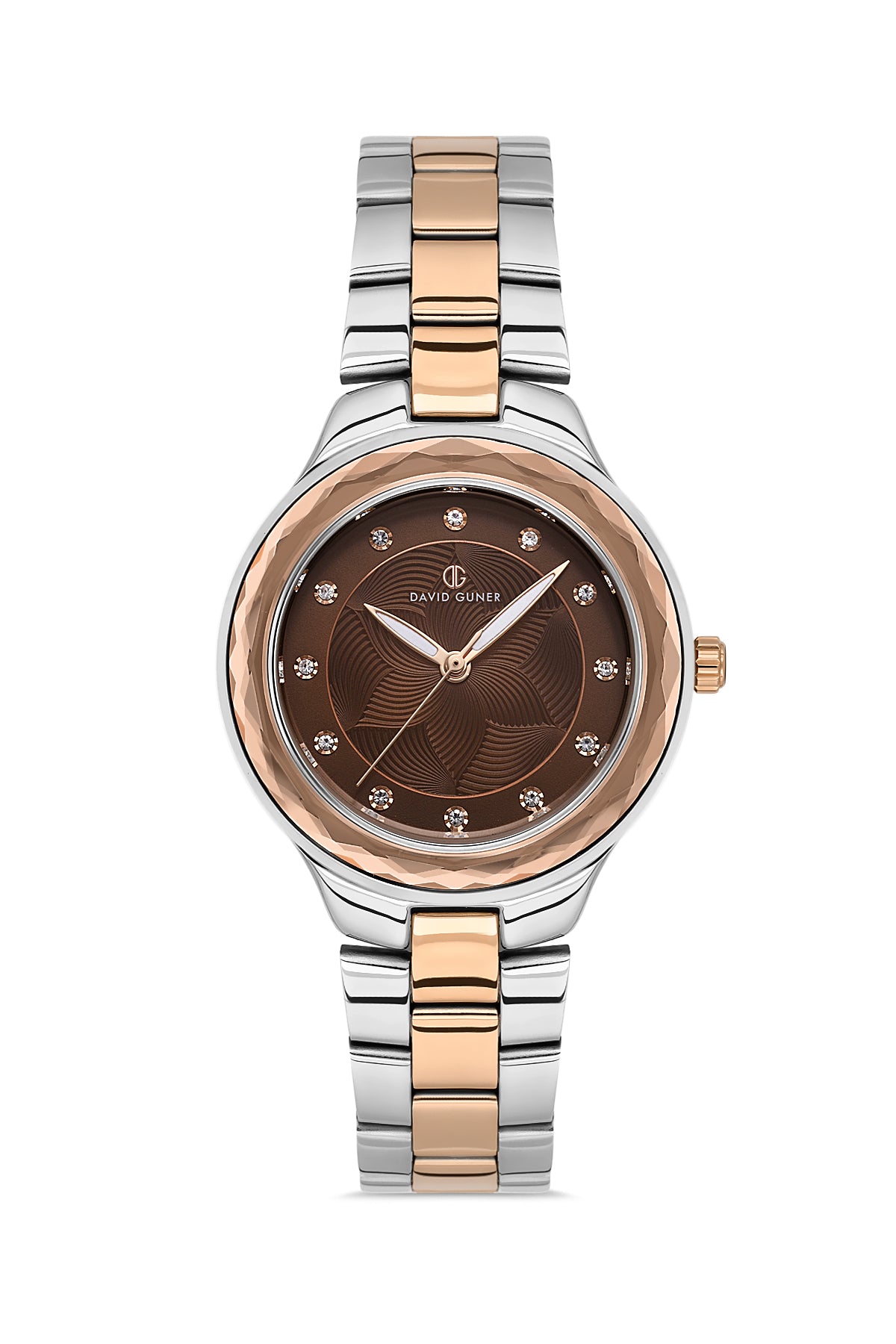 DAVID GUNER ROSE BEYAZ KAPLAMALI KAHVERENGİ KADRANLI KADIN KOL SAATİ - DG-8728LA-E6