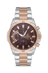 Davıd Guner Rose White Coated Brown Dial Multi Function Men's Watch