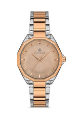 DAVID GUNER Rose Beyaz Kaplama Rose Kadranlı Düz Paslanmaz Masif Çelik Kadın Kol Saati - DG-8374LA-E5