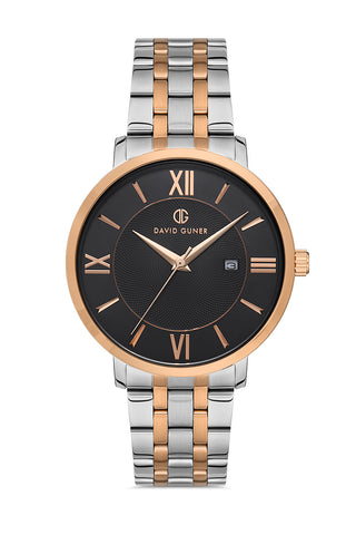 DAVID GUNER ROSE BEYAZ KAPLAMALI SİYAH KADRANLI ERKEK KOL SAATİ - DG-8277GA-E2