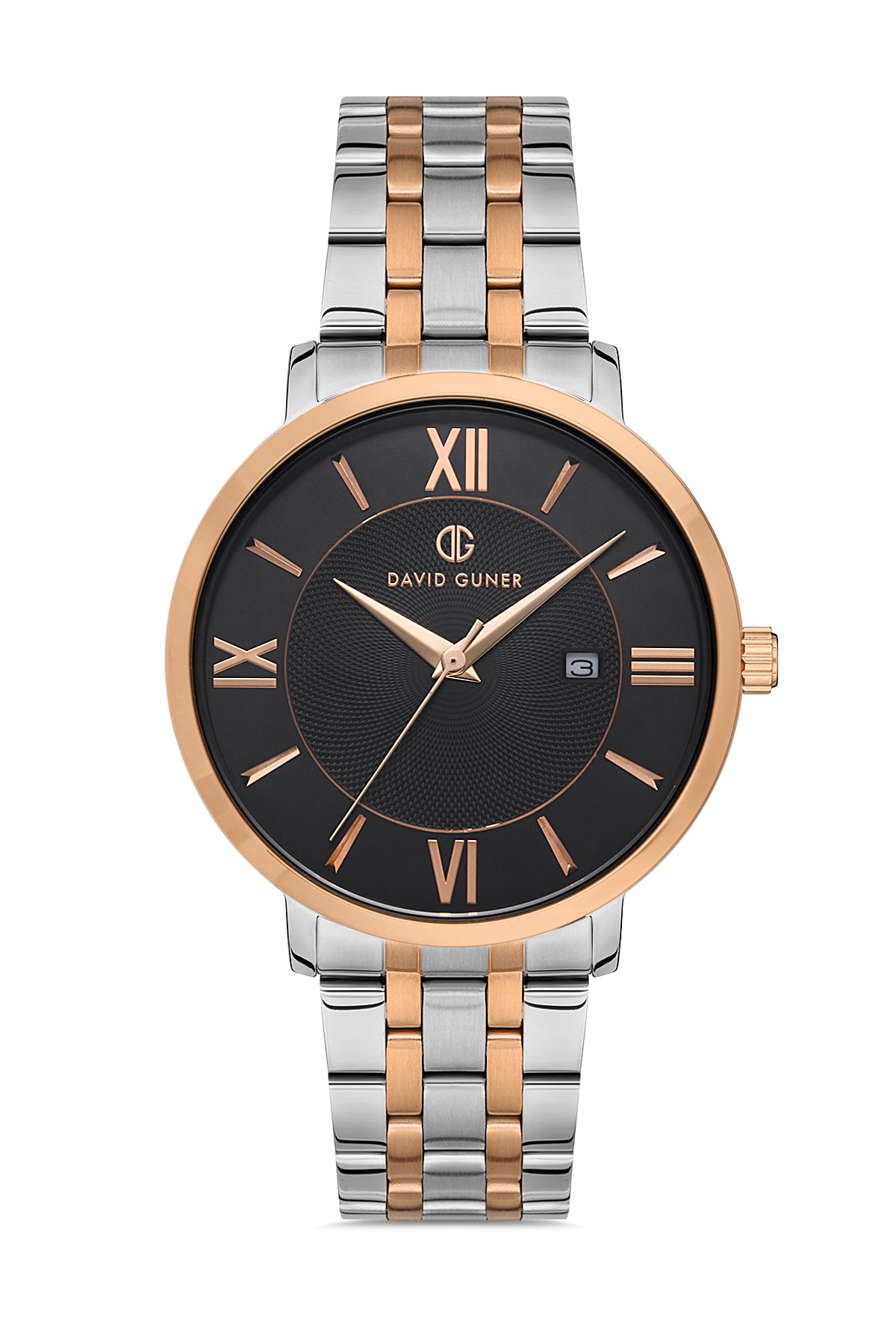 DAVID GUNER ROSE BEYAZ KAPLAMALI SİYAH KADRANLI ERKEK KOL SAATİ - DG-8277GA-E2
