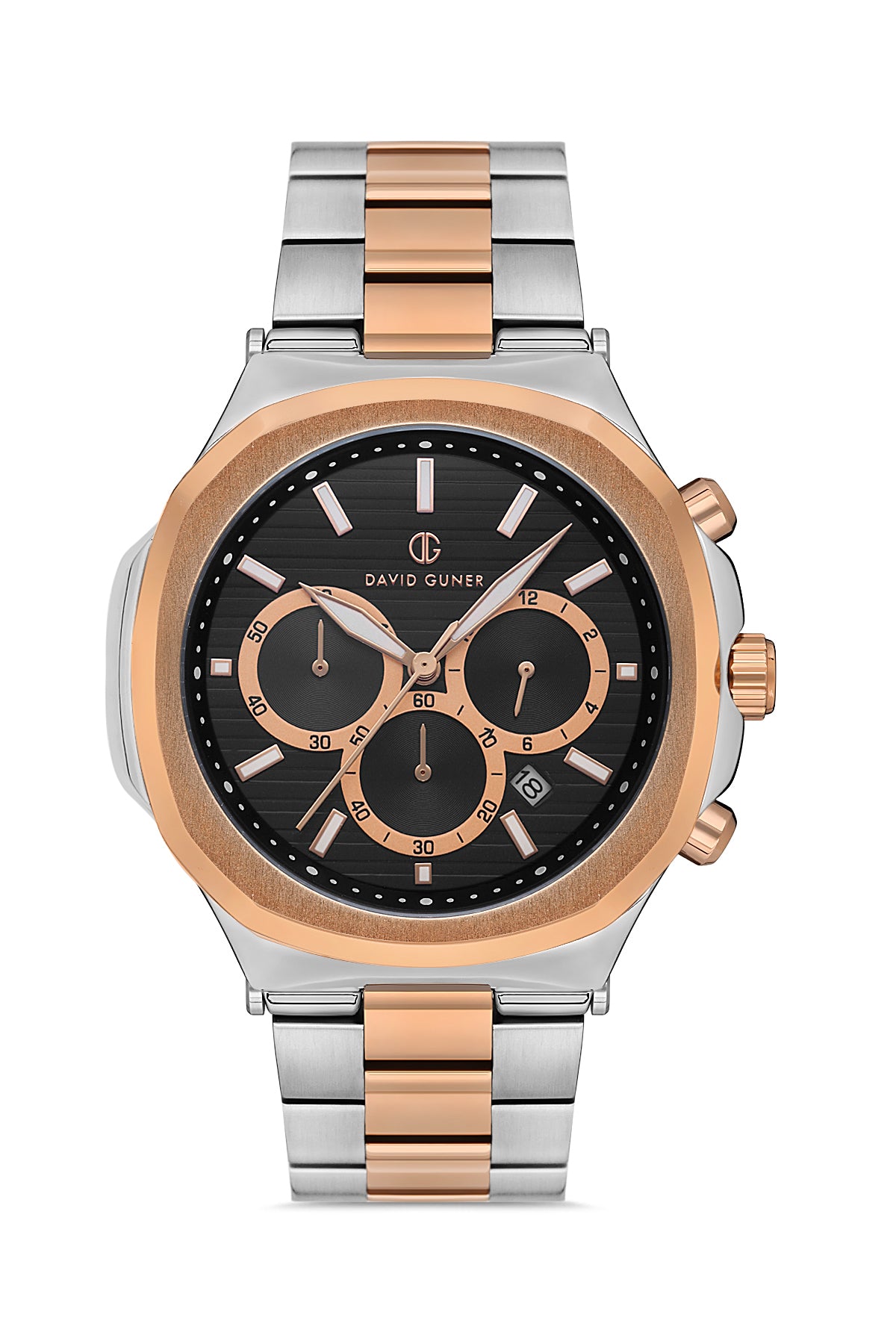 DAVID GUNER ROSE BEYAZ KAPLAMALI SİYAH KADRANLI ERKEK KOL SAATİ DG-8522GA-E2