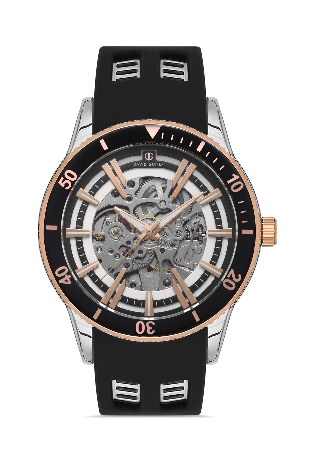 DAVID GUNER ROSE BEYAZ KAPLAMALI SİYAH KADRANLI ERKEK KOL SAATİ - DG-8619GD-E1