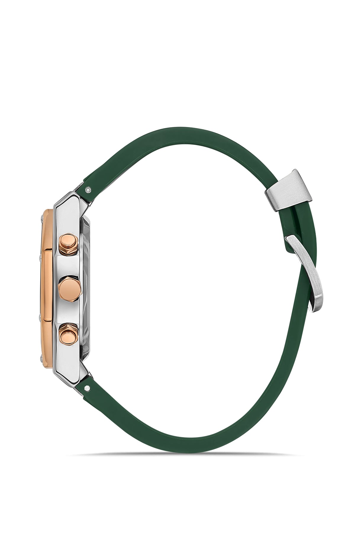 DAVID GUNER Rose Beyaz Kaplama Yeşil Kadranlı Silikon Kordonlu Erkek Kol Saati - DG-8821GD-E10