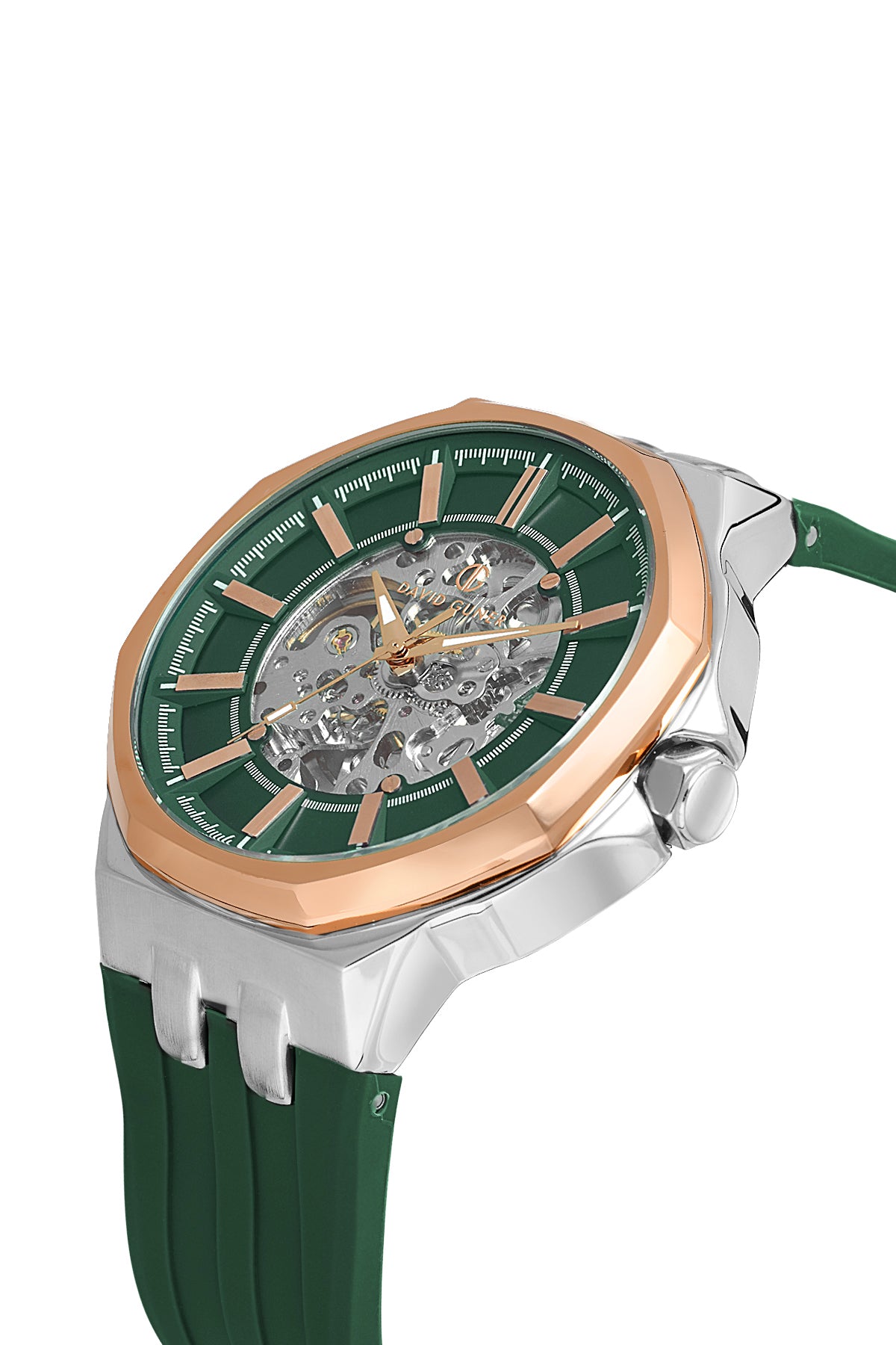 DAVID GUNER Rose Beyaz Kaplamalı Yeşil Kadranlı Erkek Kol Saati - DG-8823GD-E10