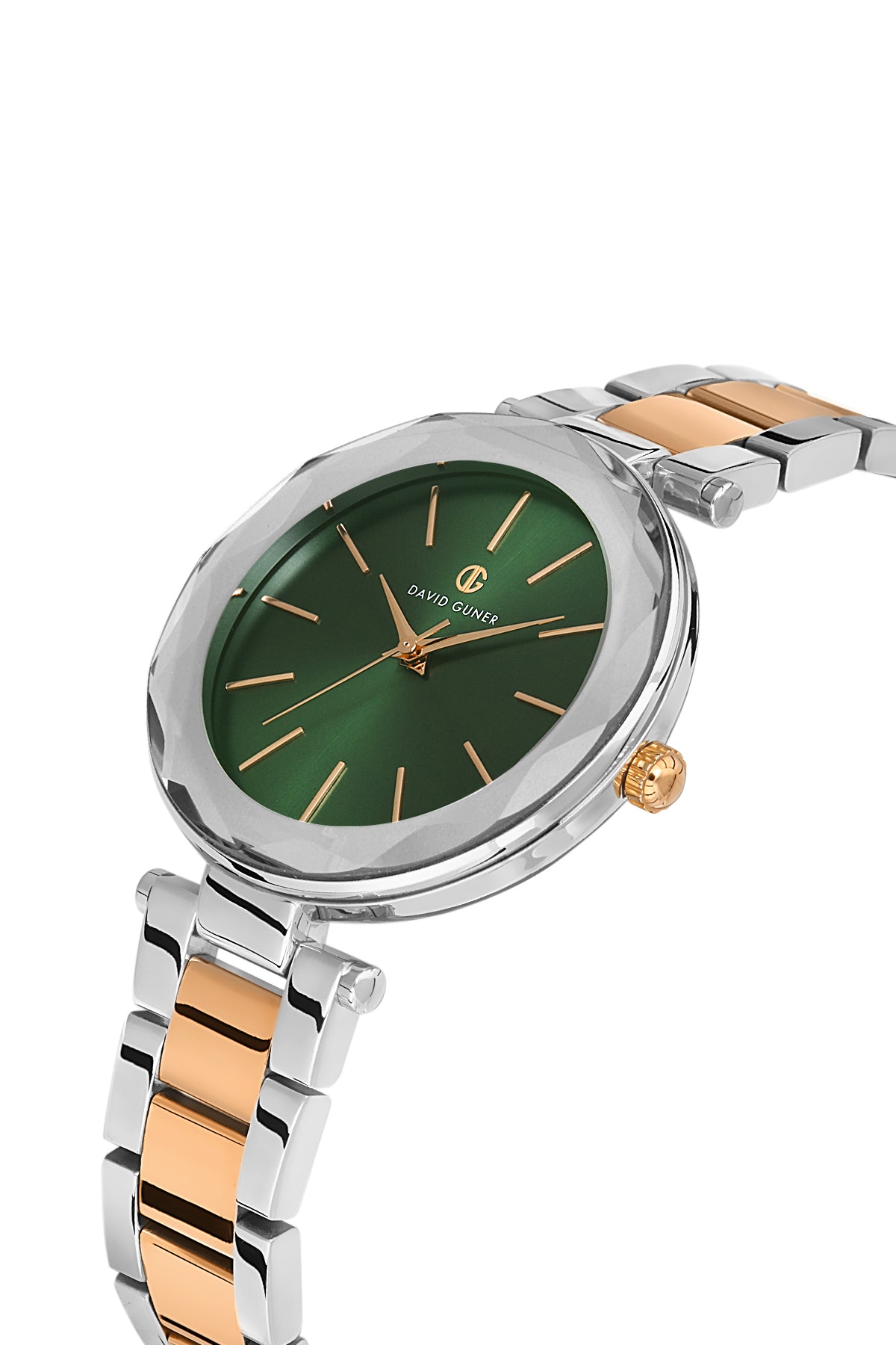 DAVID GUNER Rose White Coating Green Dial Women's Watch