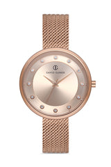 DAVID GUNER Rose Kadranlı Rose Kaplamalı Hasır Kordonlu Kadın Kol Saati - DG-8133LC-C5
